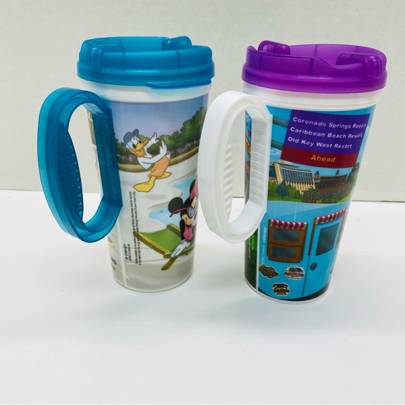 Disney Resort Parks Refillable Travel Mug Lot of 2 Souvenir Mugs Cups W/Tops - Picture 5 of 11